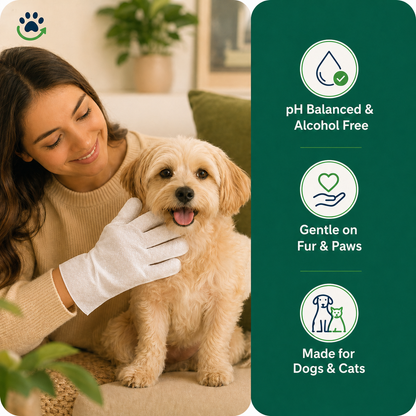 Deodorizing Glove Wipes for Dogs & Cats - Waterless Bath Alternative