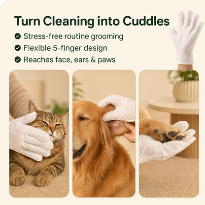 Deodorizing Glove Wipes for Dogs & Cats - Waterless Bath Alternative