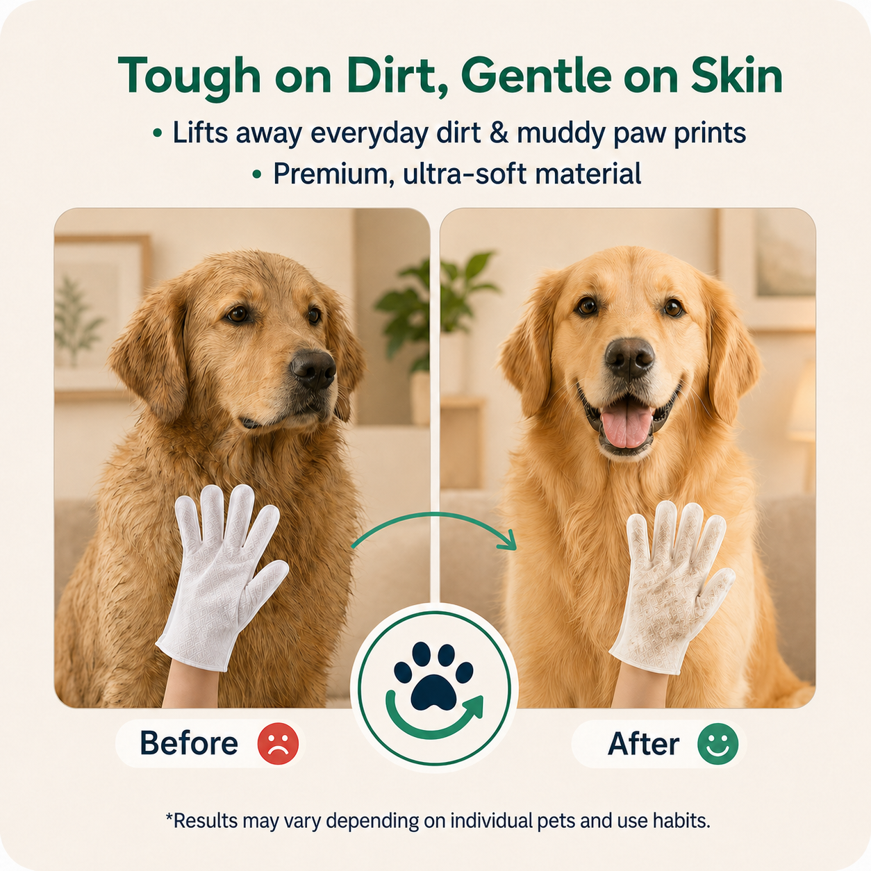 Deodorizing Glove Wipes for Dogs & Cats - Waterless Bath Alternative