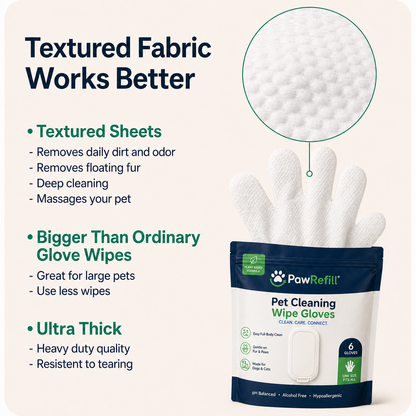 Deodorizing Glove Wipes for Dogs & Cats - Waterless Bath Alternative