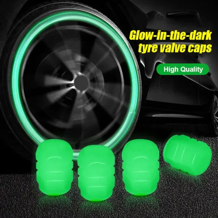 Tire Valve Cap Set Fluorescent Glow in The Dark Air Caps Cover